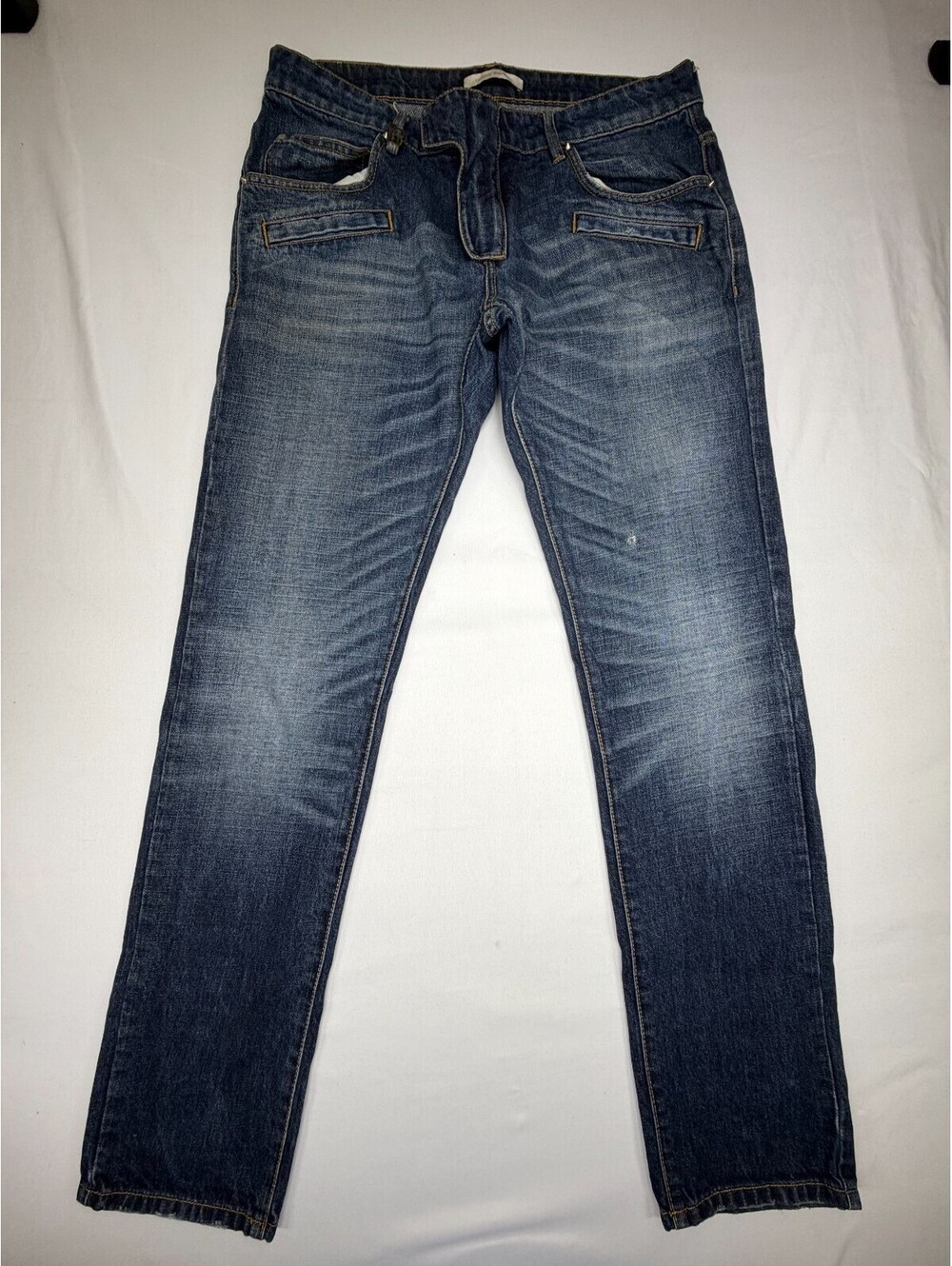 Pierre Balmain Men's Jeans Straight Denim Low Rise Cotton Solid Size 33x32 Blue